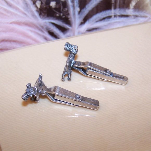 Sterling Silver Cufflinks - Terrier Fronts | Mechanical Heads that Turn - Picture 8 of 9